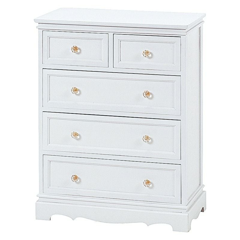 姫系 4段チェスト クリスタル調 ハンドル ホワイト 幅60cm 画像9