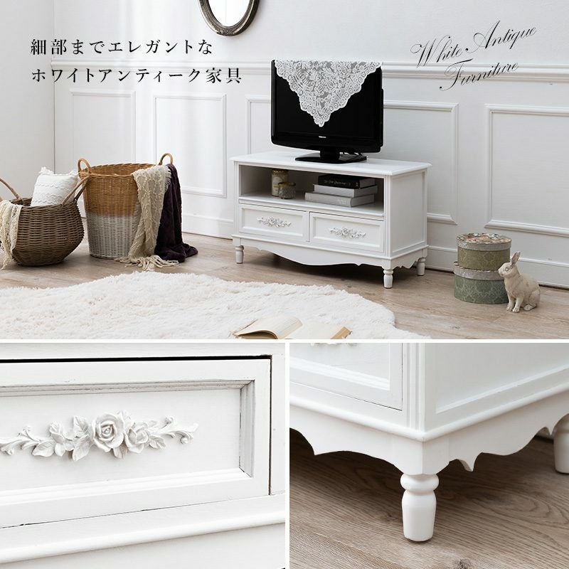アンティーク調 テレビ台 ホワイト 幅80cm 画像3
