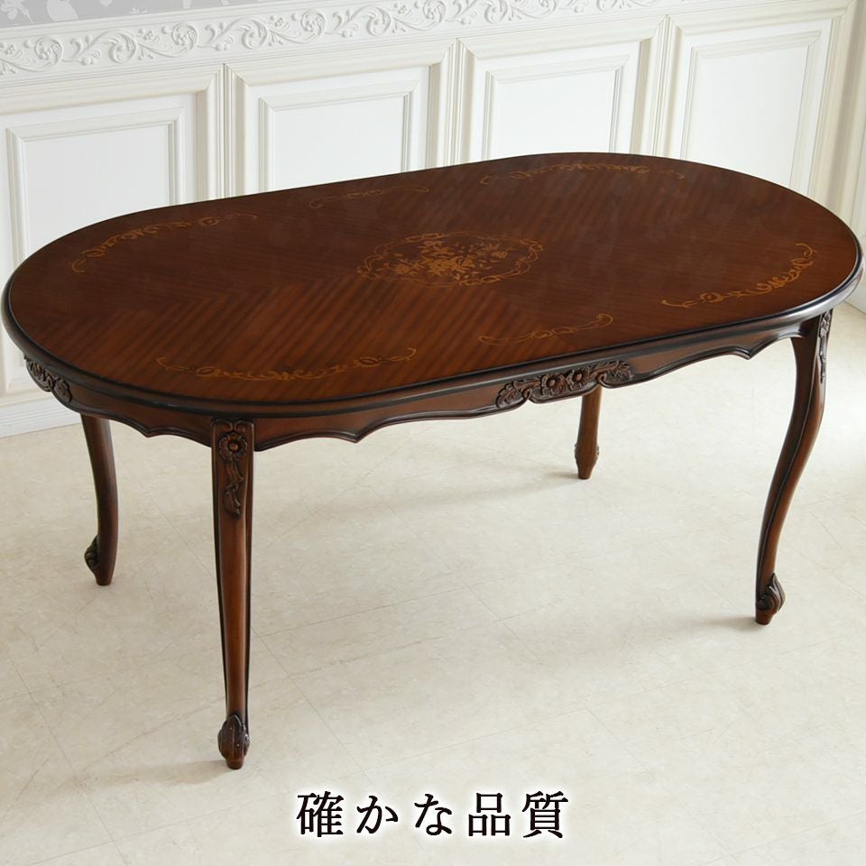 イタリアン マリナ グランデ 象嵌 オーバル ダイニングテーブル 165cm 画像6