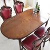 マリナカッシーリ オーバル ダイニングセット5P 4人掛け 合皮レッド 幅165cm 画像10