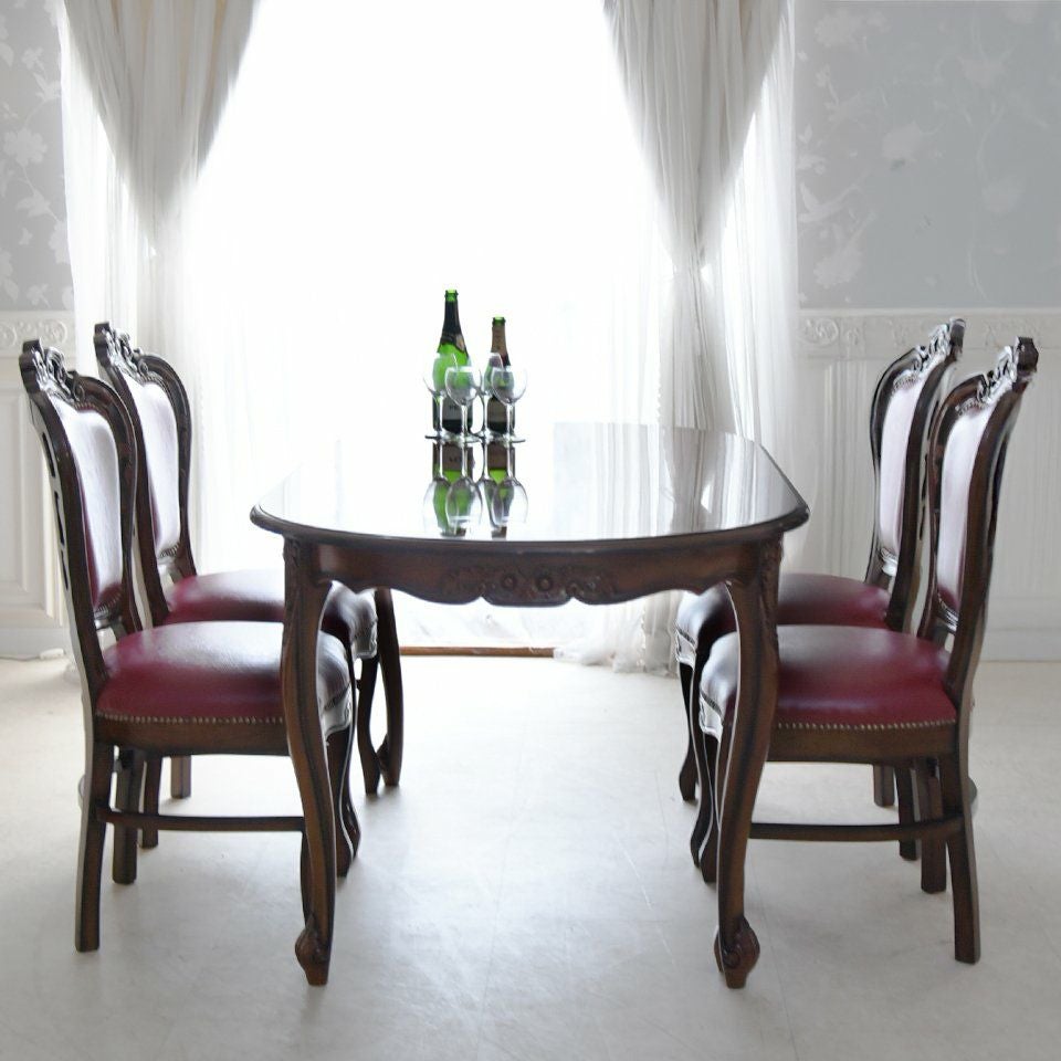 マリナカッシーリ オーバル ダイニングセット5P 4人掛け 合皮レッド 幅165cm 画像11