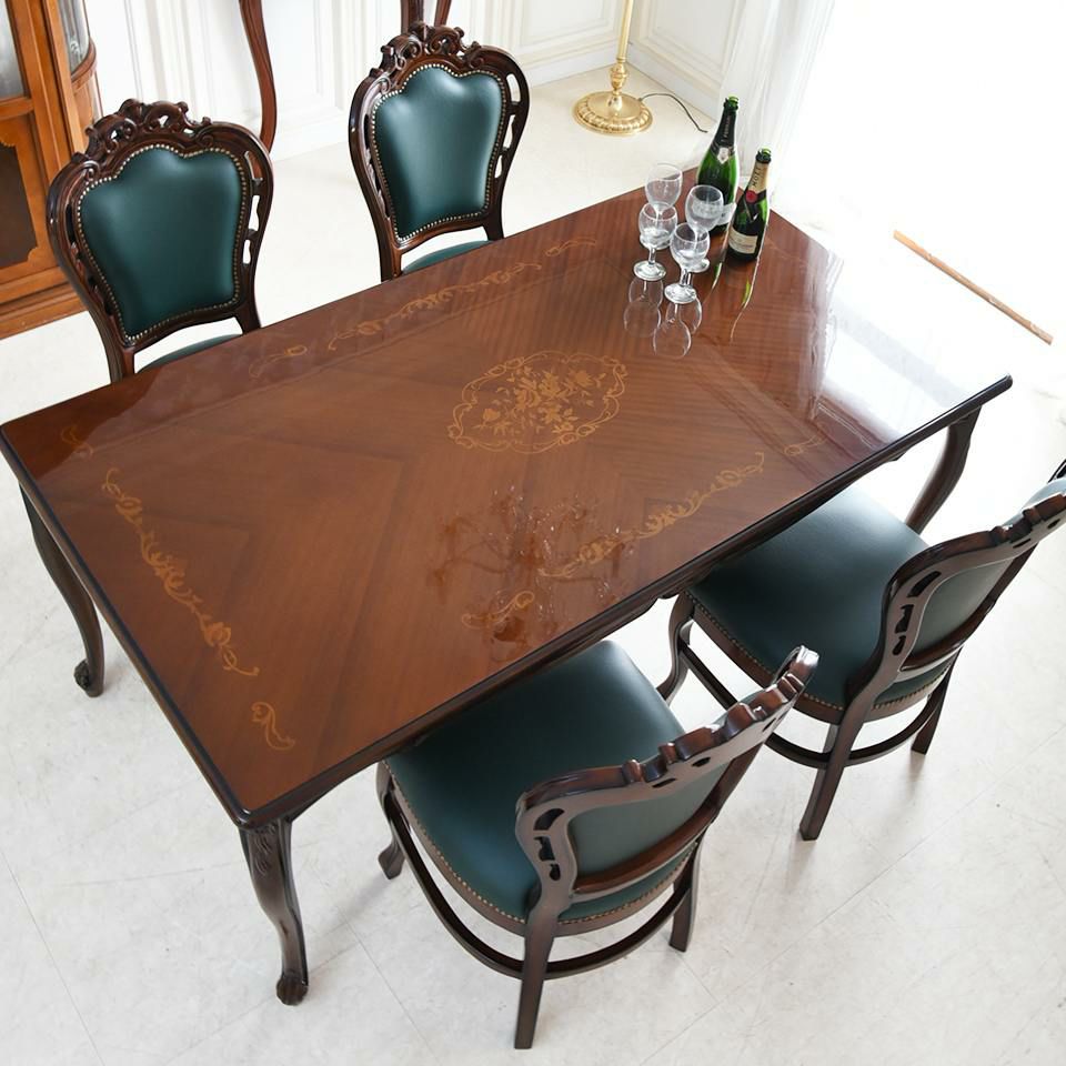 マリナカッシーリ 長方形 ダイニングセット5P 4人掛け 合皮グリーン 幅165cm 画像10