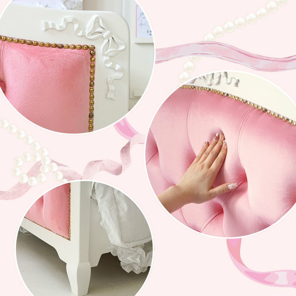 姫系シングルベッド ピンク 白家具 ロココ調 画像7