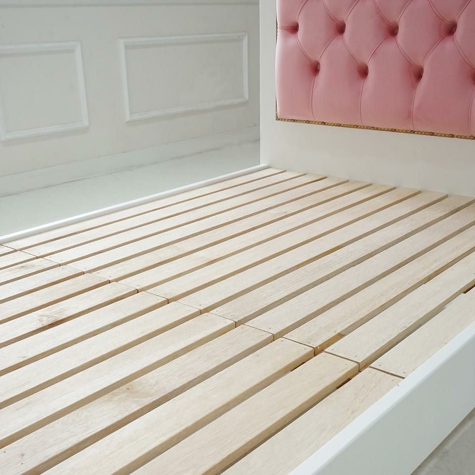 姫系シングルベッド ピンク 白家具 ロココ調 画像11