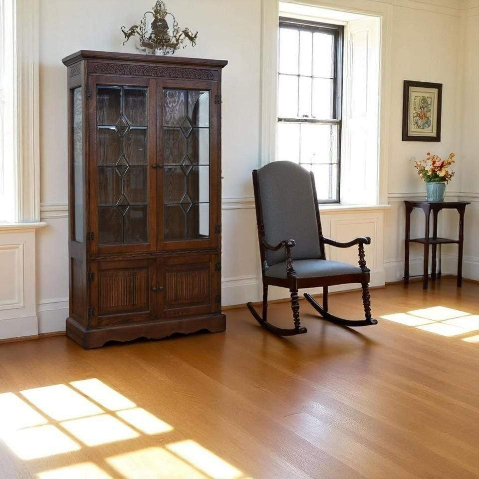 アンティーク調 ショーケース 英国調 キャビネット オーク材 飾り棚 画像2