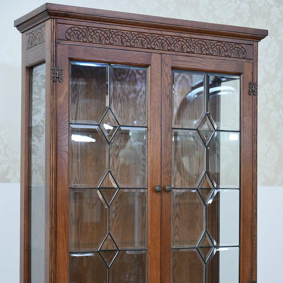 アンティーク調 ショーケース 英国調 キャビネット オーク材 飾り棚 画像7