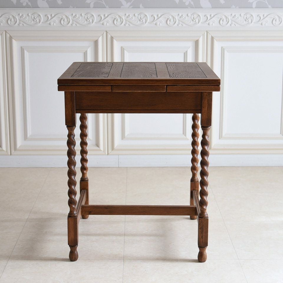 アンティーク調 伸長式 ダイニングセット 3P 2人掛け 英国調 オーク材 高級 画像2