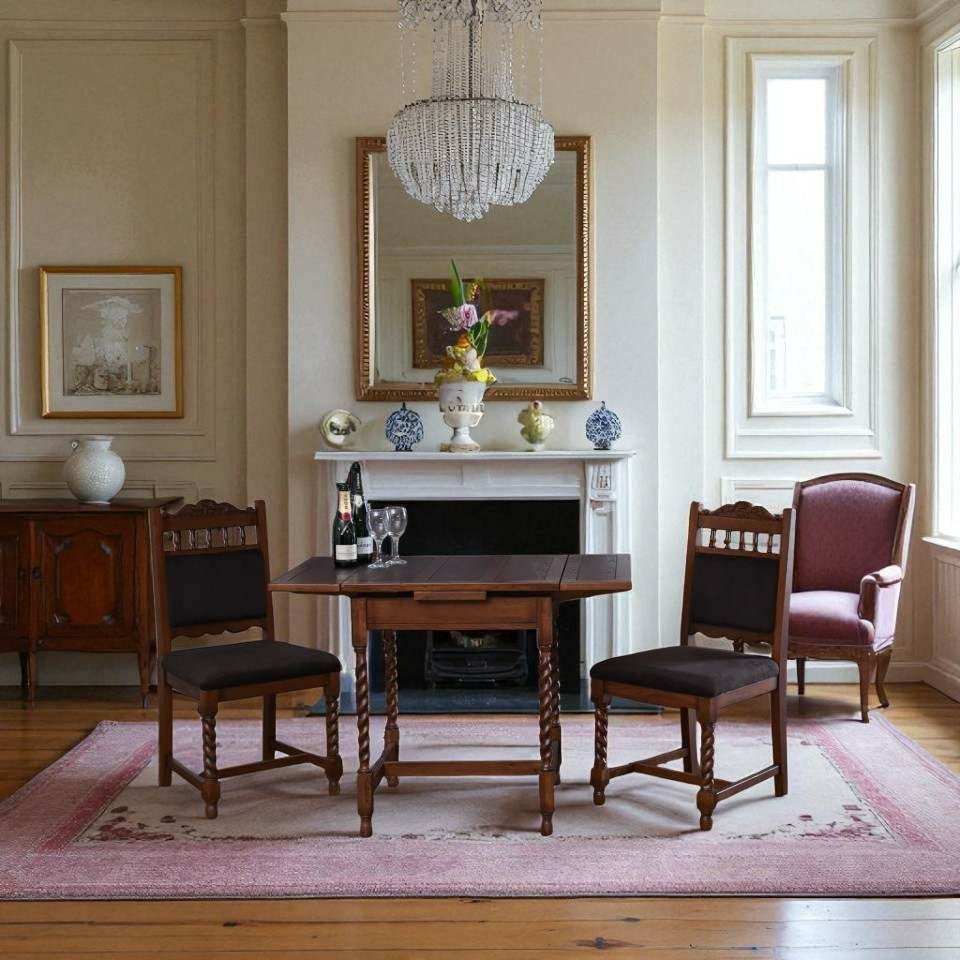 アンティーク調 伸長式 ダイニングセット 3P 2人掛け 英国調 オーク材 高級 画像8