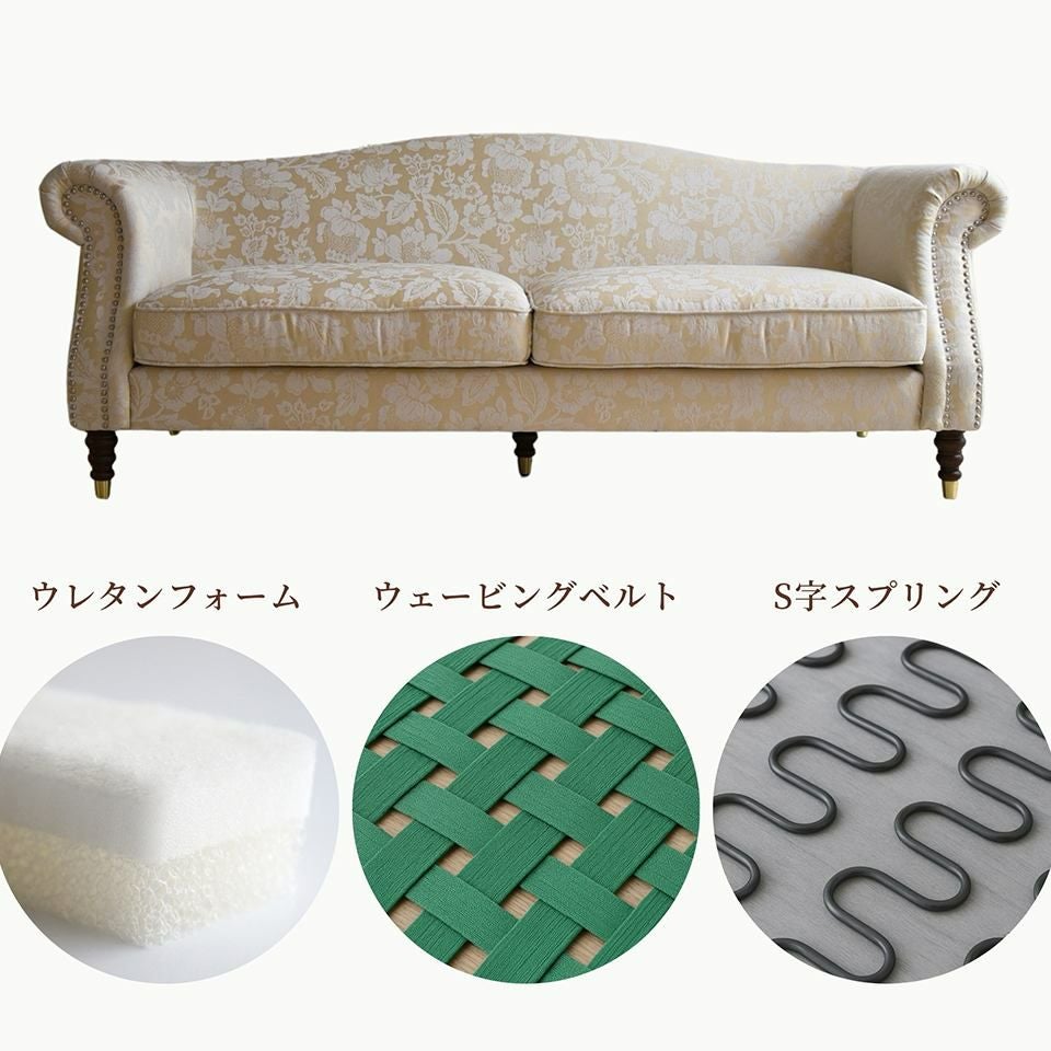 ヨーロピアン クラシック ロココ調 3人掛けソファ 3Pソファ 画像16