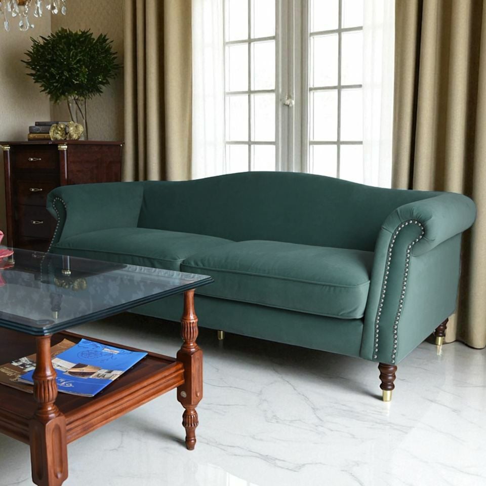 ヨーロピアン クラシック アンティーク調 3人掛けソファ 3Pソファ ベルベット 画像19