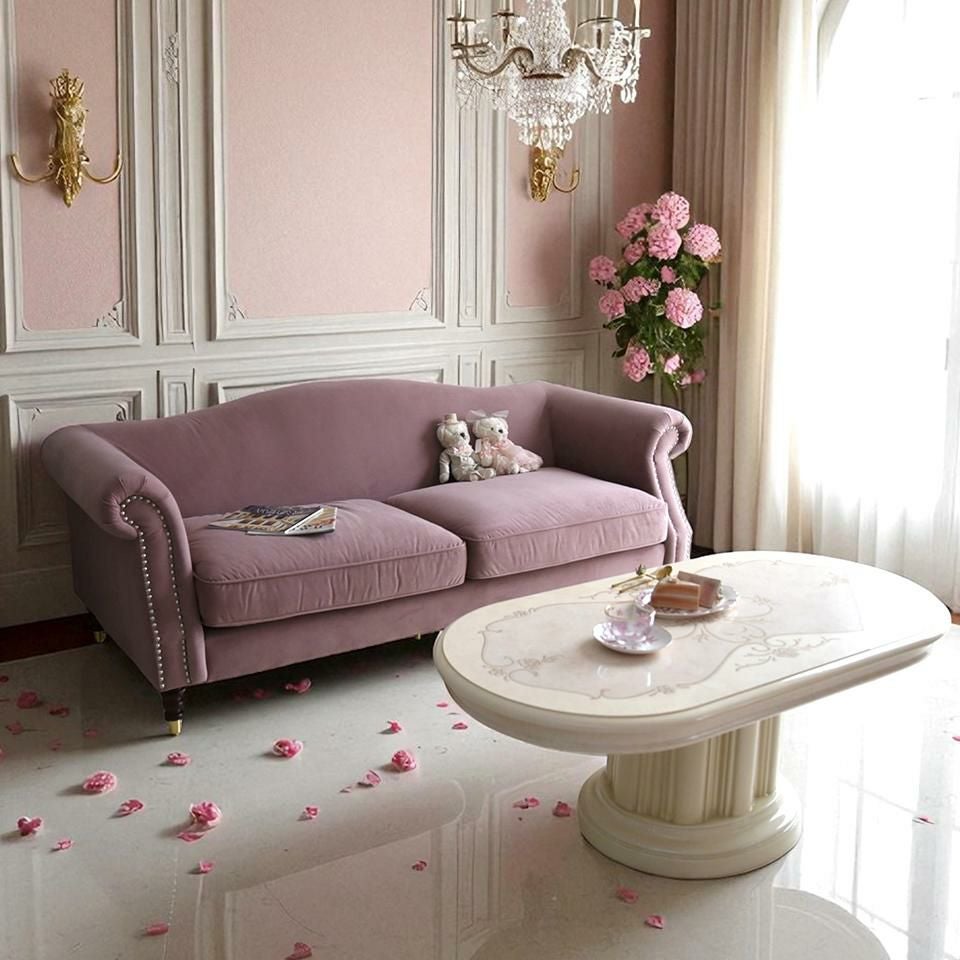ヨーロピアン クラシック ロココ調 3人掛けソファ 3Pソファ ベルベット 画像13