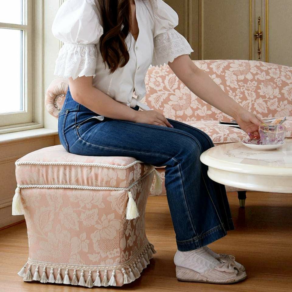 ヨーロピアン ロココ調 姫系 タッセル付き スツール 画像4