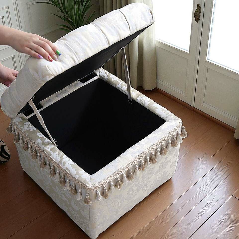 ヨーロピアン アンティーク調 収納付き スツール 画像7