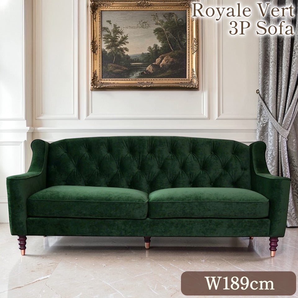 アンティーク調 ヨーロピアン 3人掛けソファ 3Pソファ ベルベット 画像1サムネイル