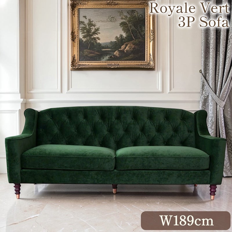 アンティーク調 ヨーロピアン 3人掛けソファ 3Pソファ ベルベット 画像1サムネイル
