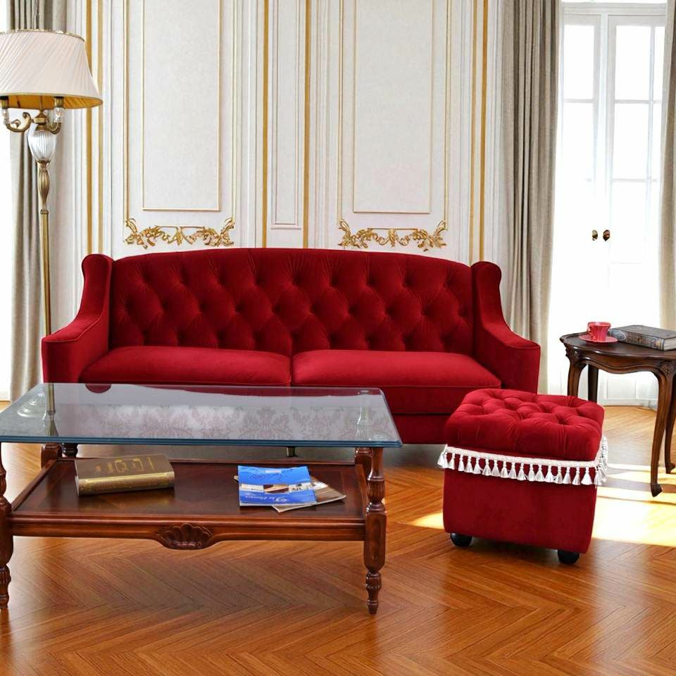 アンティーク調 クラシック ベルベット タッセル付 収納スツール 画像3