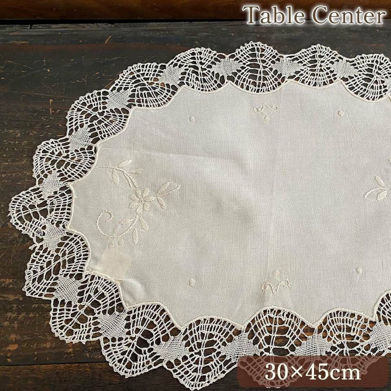 テーブルセンター オーバル テーブルリネン 敷物 レース 画像1サムネイル
