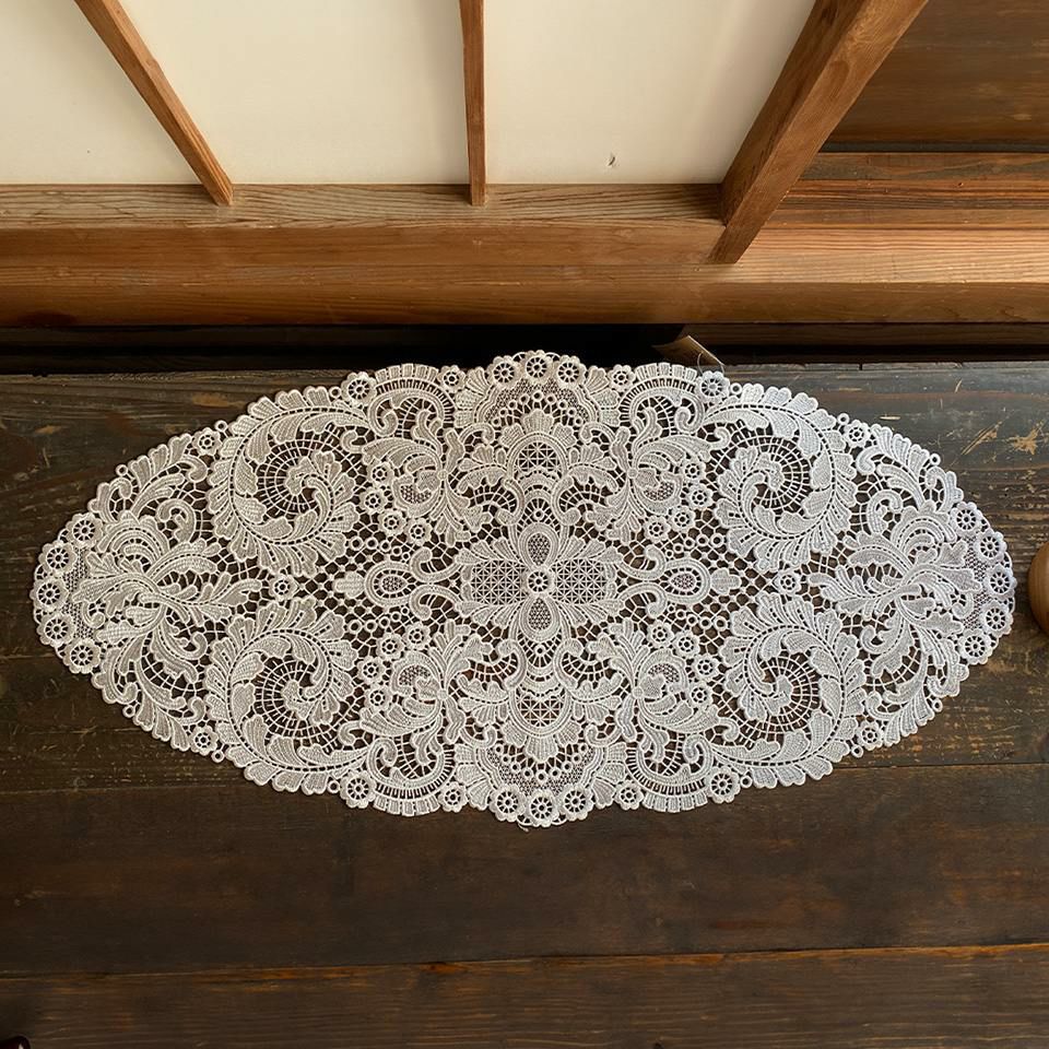 テーブルセンター オーバル テーブルリネン 敷物 レース 画像4