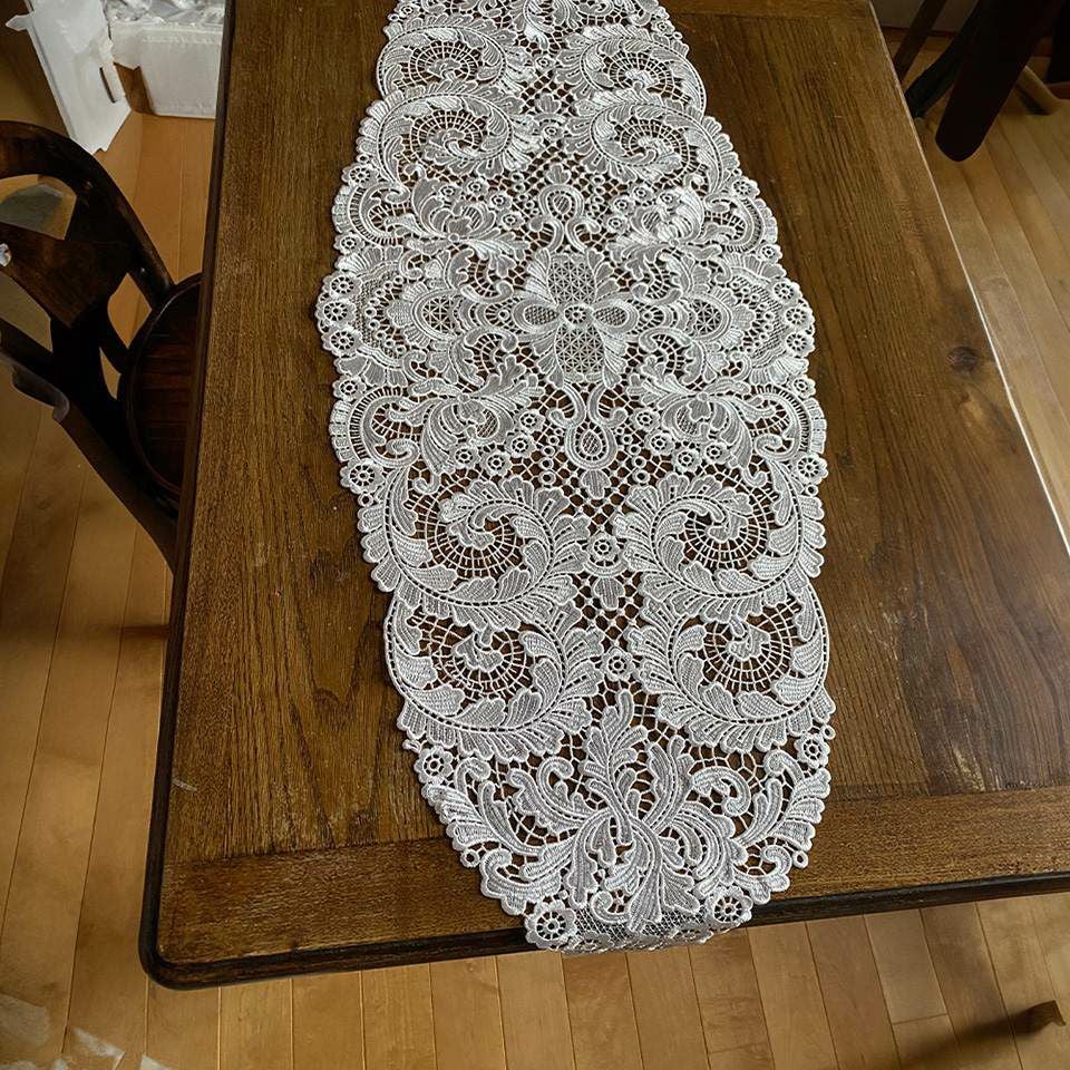 テーブルセンター オーバル テーブルリネン 敷物 レース 画像4