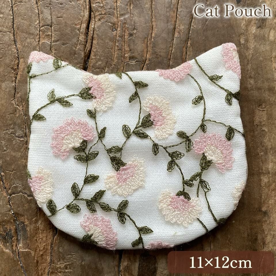 キャットポーチ ポーチ 化粧ポーチ 旅行用 レース 画像1サムネイル