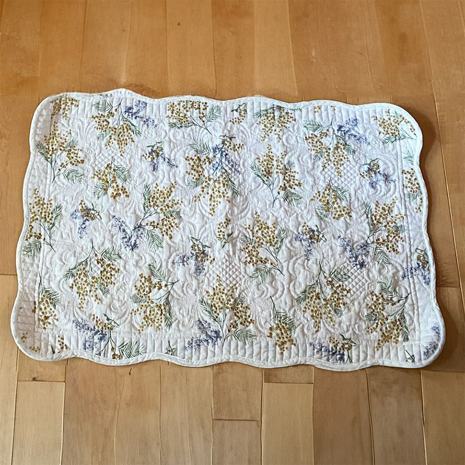 マット 敷物 長方形 滑り止め付 キルト ホワイトキルト 画像3