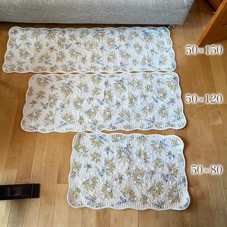 マット 敷物 長方形 滑り止め付 キルト ホワイトキルト 画像4