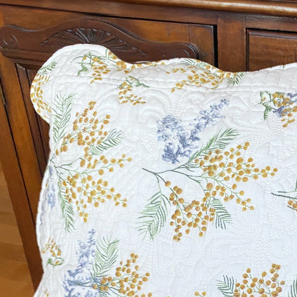 クッションカバーのみ 正方形 キルト ホワイトキルト 画像3