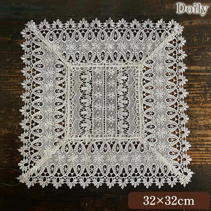 ドイリー 正方形 敷物 花瓶敷 テーブルリネン ギュピールレース 画像1サムネイル