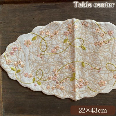 テーブルセンター 手刺繍 小花刺繍 敷物 ファブリック インテリア雑貨 画像1サムネイル