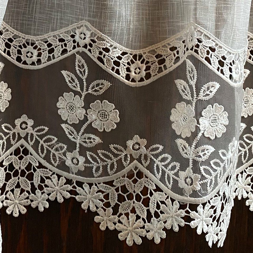 カフェカーテン カーテン 小窓用 ファブリック レース 刺繍 インテリア雑貨 画像3