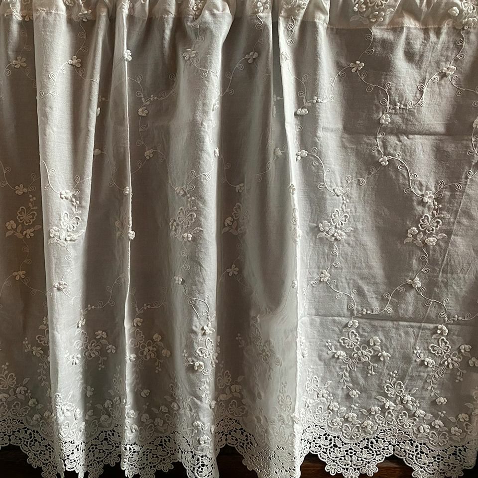 カフェカーテン カーテン 小窓用 ファブリック レース 刺繍 インテリア雑貨 画像4