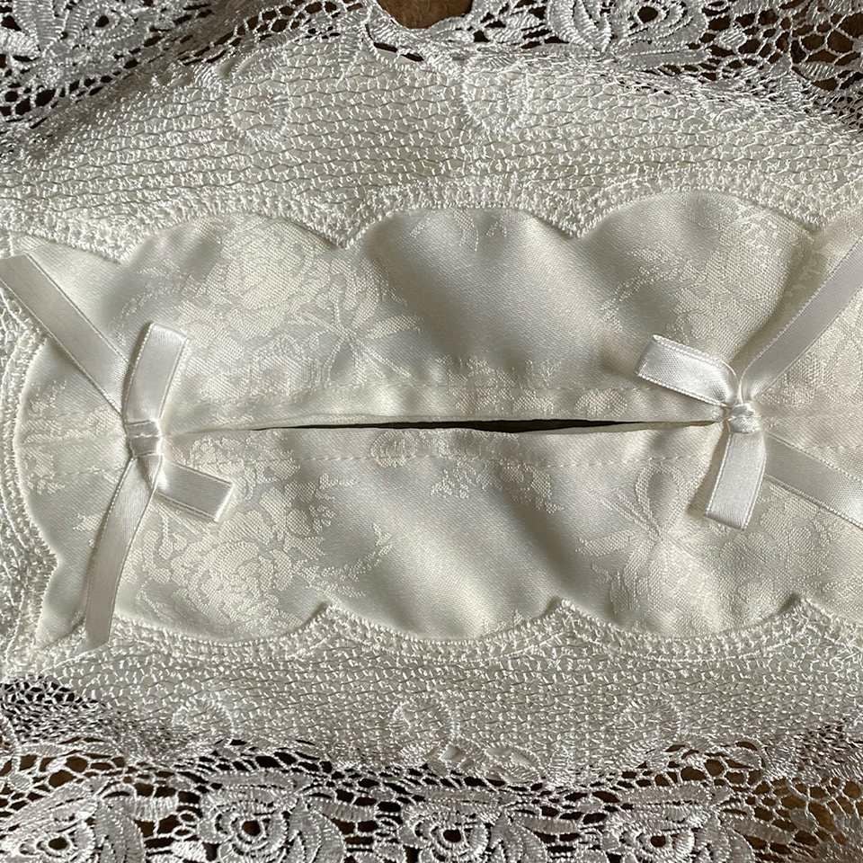 ティッシュボックスカバーのみ レース 刺繍 ファブリック インテリア雑貨 画像3