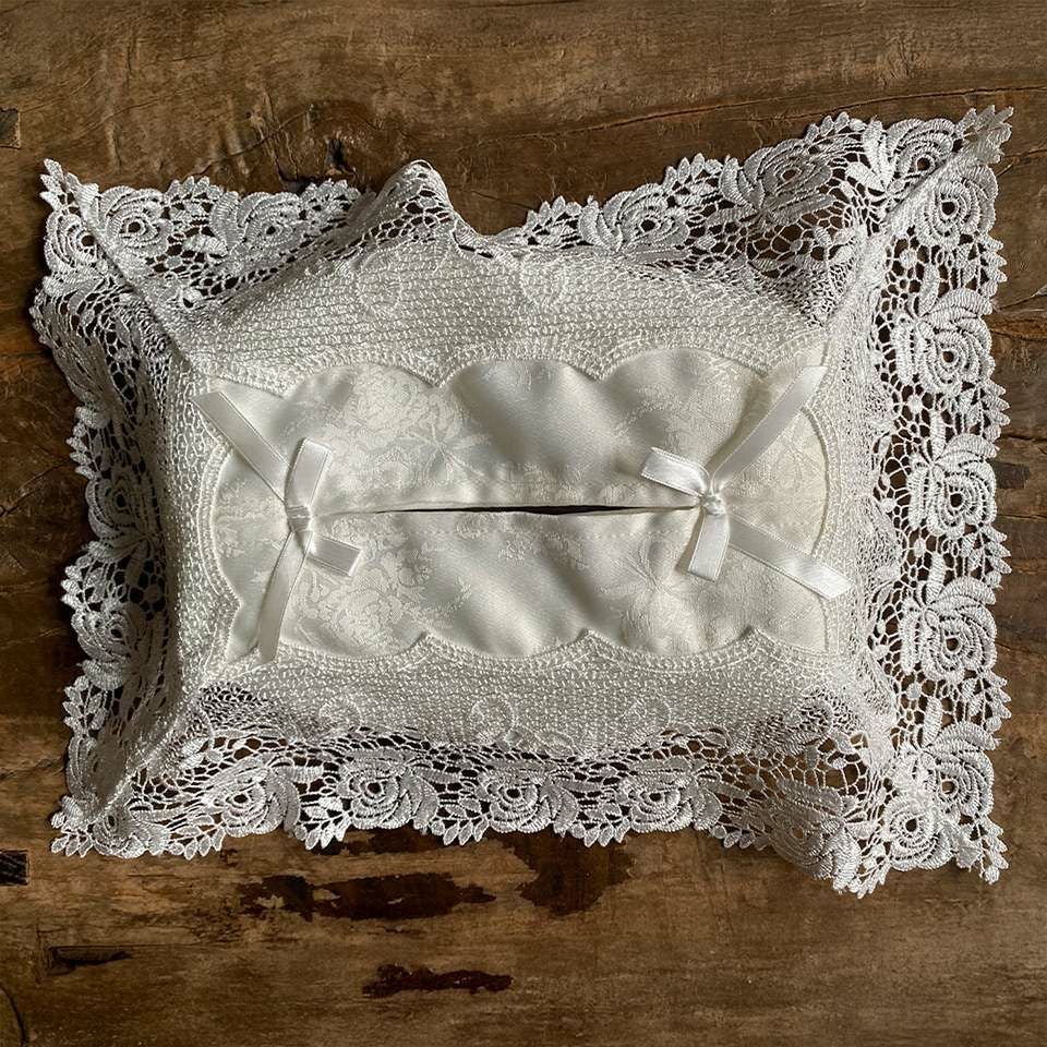 ティッシュボックスカバーのみ レース 刺繍 ファブリック インテリア雑貨 画像4