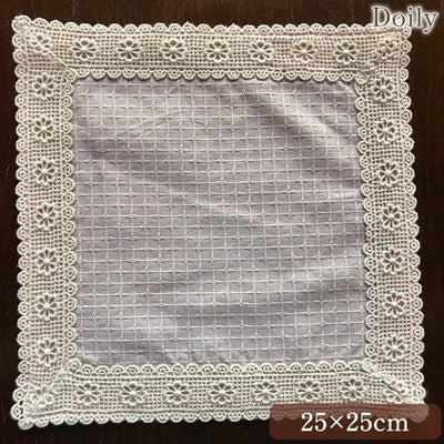 ドイリー 正方形 花瓶敷 ピンク ファブリック レース 刺繍 インテリア雑貨 画像1サムネイル