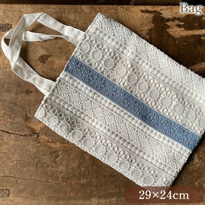 トートバッグ サブバッグ ファブリック レース 刺繍 布製 ファッション雑貨 画像1サムネイル