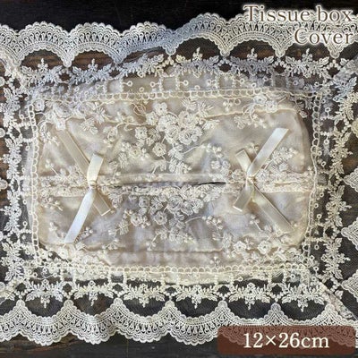 ティッシュボックスカバーのみ レース 刺繍 ファブリック インテリア雑貨 画像1サムネイル