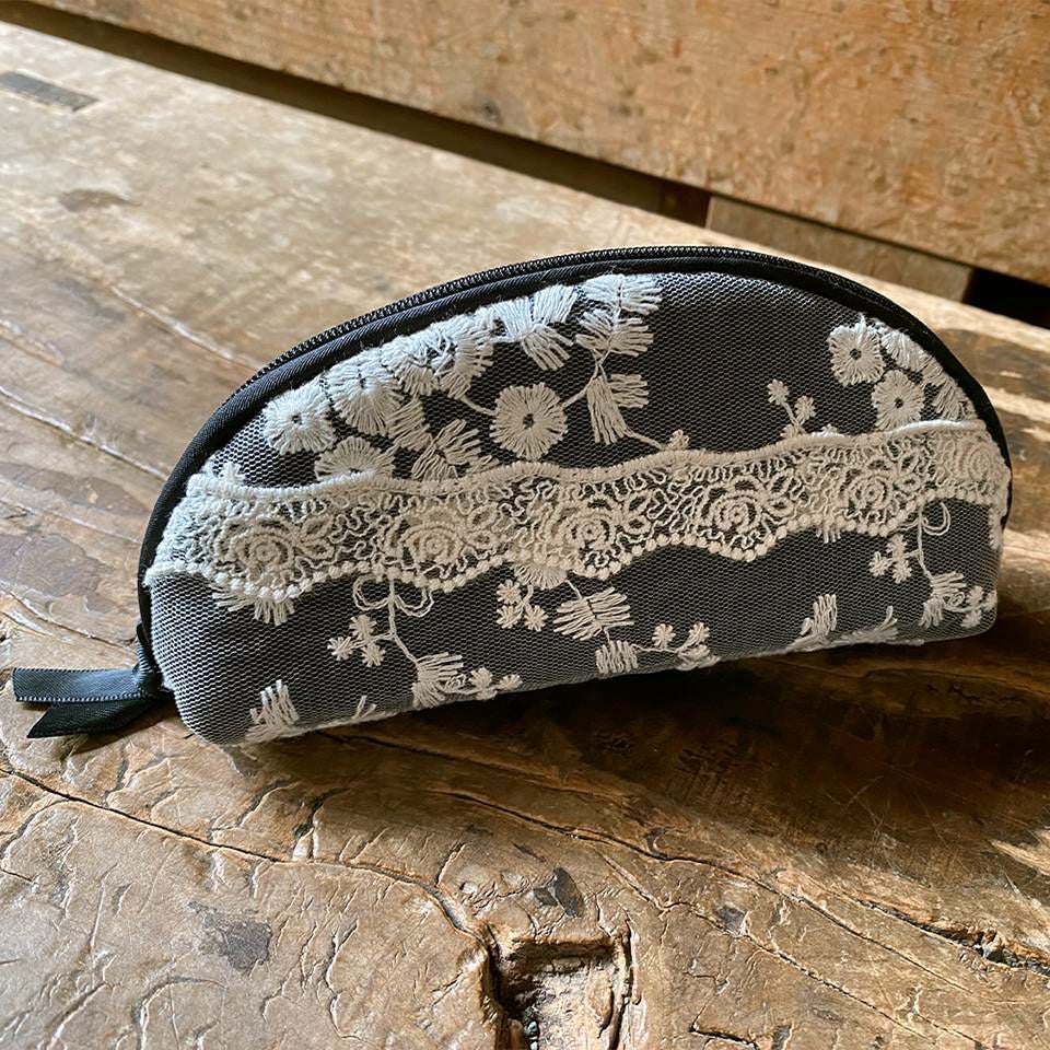 グラスケース メガネポーチ 布製 レース 刺繍 ファッション雑貨 画像4