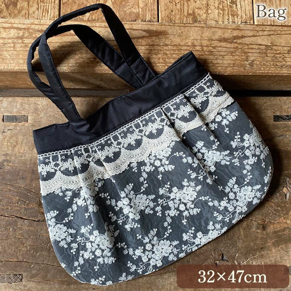 バッグ トートバッグ サブバッグ ファブリック レース 刺繍 ファッション雑貨 画像1サムネイル
