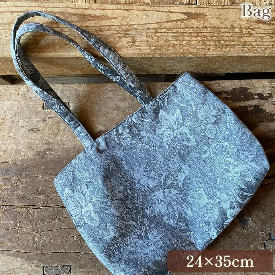 バッグ ジャガード サブバッグ スモーキーブルー 花柄 布製 ファッション雑貨 画像1サムネイル