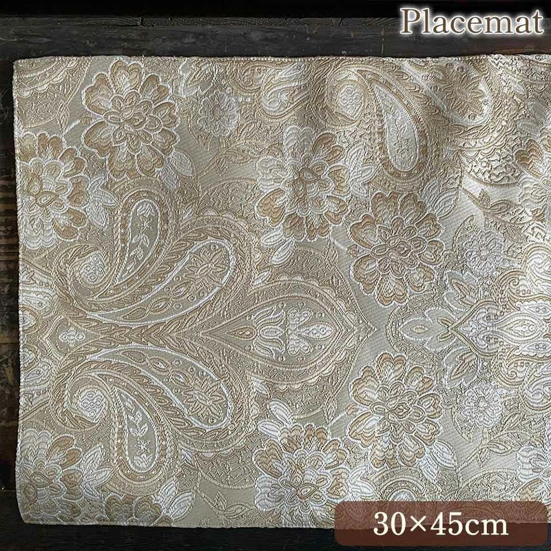 ランチョンマット フラワーベージュ×ゴールド プレースマット 布製 インテリア雑貨 画像1サムネイル