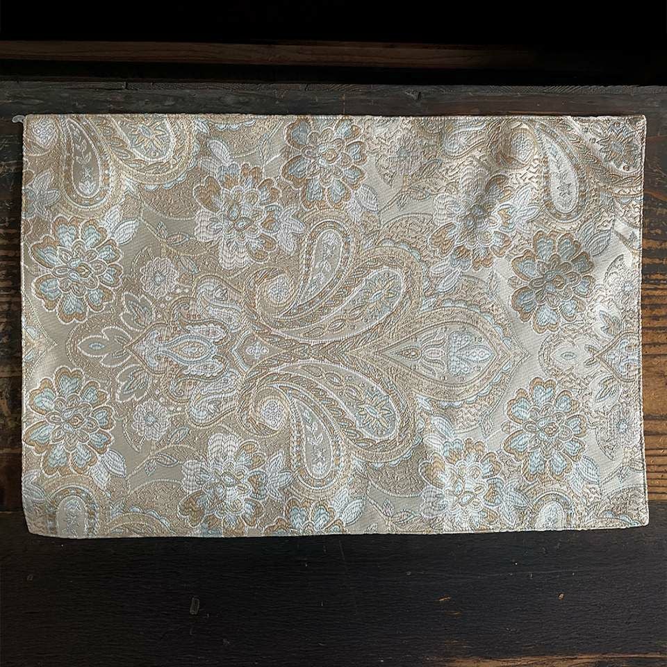 ランチョンマット フラワーライトブルー×ベージュゴールド プレースマット 布製 インテリア雑貨 画像4