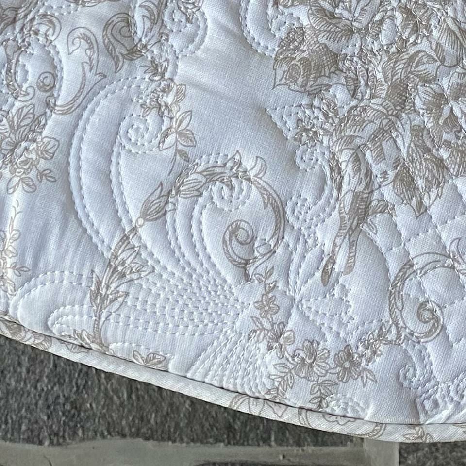 シートクッション 座面用 ひも付き キルト ベージュ 布製 インテリア雑貨 画像3