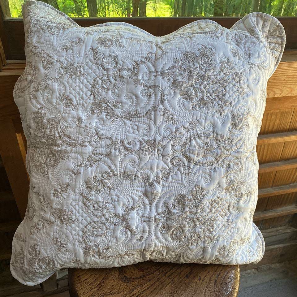 クッションカバーのみ キルト ベージュ 布製 インテリア雑貨 画像4