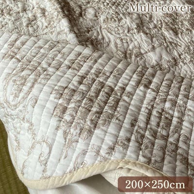 マルチカバー キルト ベージュ 布製 リバーシブル インテリア雑貨 画像1サムネイル
