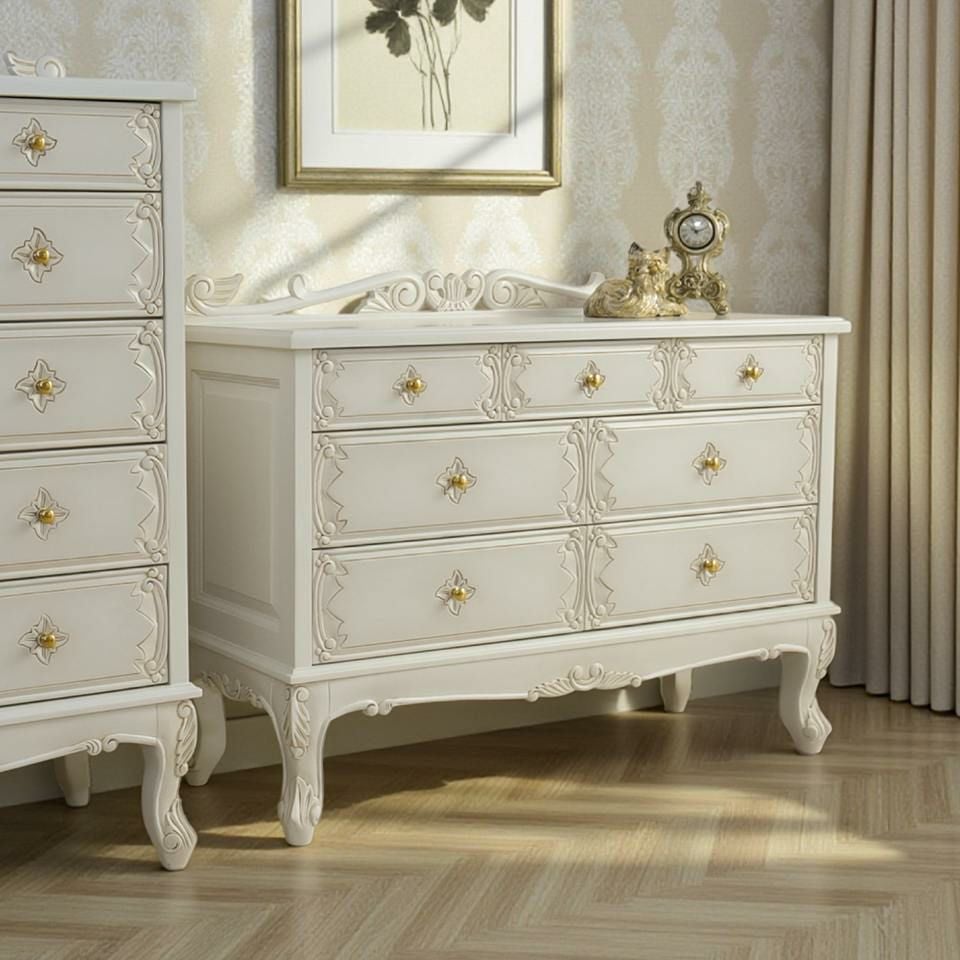 ロココ調 パルマ ワイド チェスト ホワイト 画像4