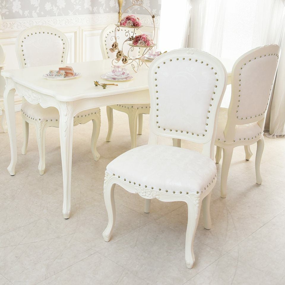 ロココ調 アンリヴェルデ ダイニングチェア アイボリー 猫脚 画像1