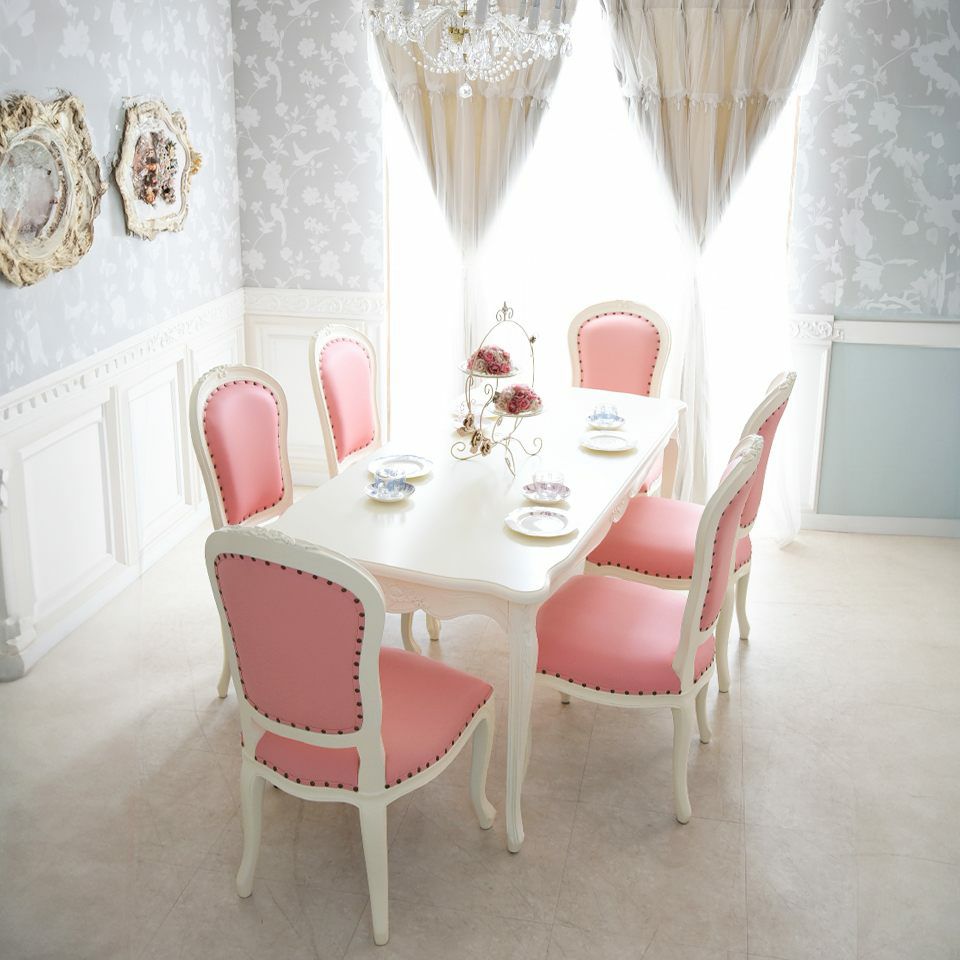 ロココ調 アントワネット ダイニングチェア ピンク 猫脚 画像12