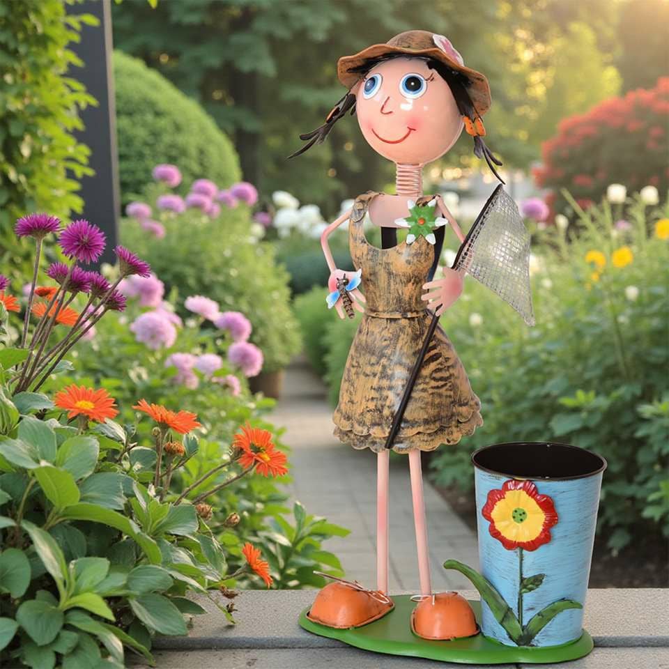 ヨーロピアン ガーデニング オブジェ 虫とり少女 画像3