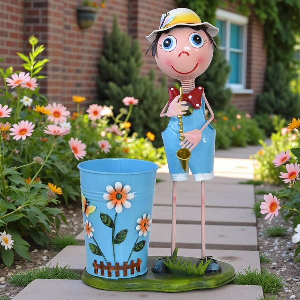 ヨーロピアン ガーデニング オブジェ ラッパの少年 画像2