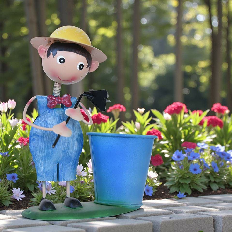 ヨーロピアン ガーデニング オブジェ ミニ 庭仕事の少年 画像3